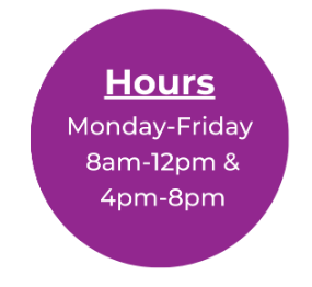 Hours: Monday-Friday 8am-12pm and 4pm-8pm